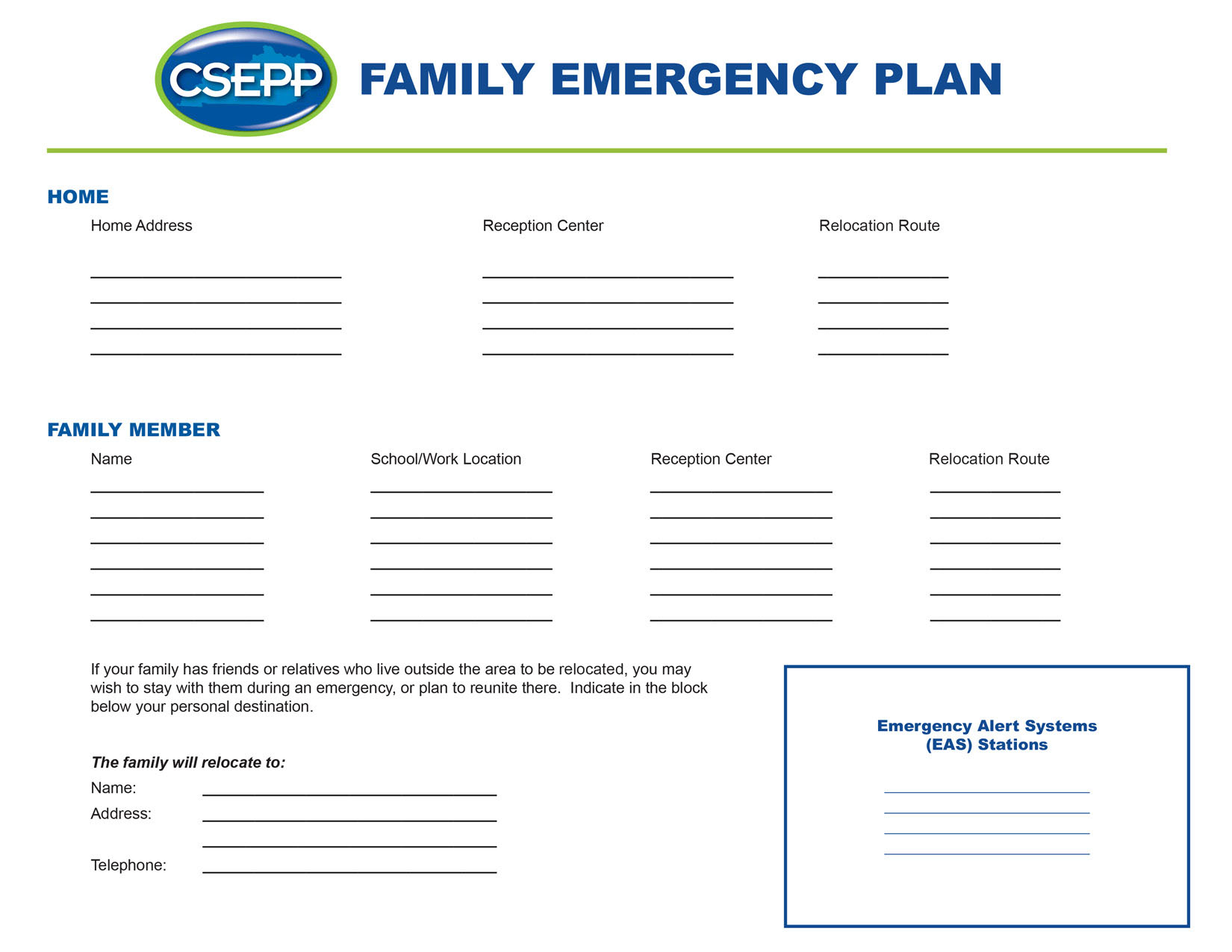 Family Emergency Plan Template From Ready.gov.